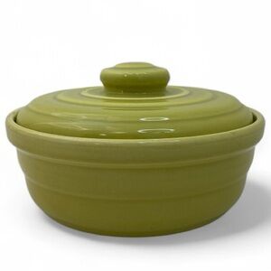 Bauer Pottery Vintage Ringware Chartreuse Covered Baking Dish with Lid